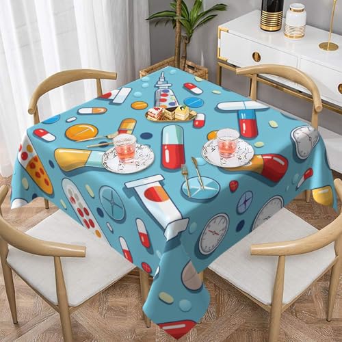 DCARSETCV Quadratische Tischdecke mit Cartoon-Medizin-Muster, 137,2 x 137,2 cm, Stoff-Tischdecke, waschbar, Tischdecke für Küche, Esszimmer, Dekoration, Hochzeitsfeiern DCARSETCV Quadratische Tischdecke mit Cartoon-Medizin-Muster, 137,2 x 137,2 cm, Stoff-Tischdecke, waschbar, Tischdecke für Küche, Esszimmer, Dekoration, Hochzeitsfeiern von DCARSETCV