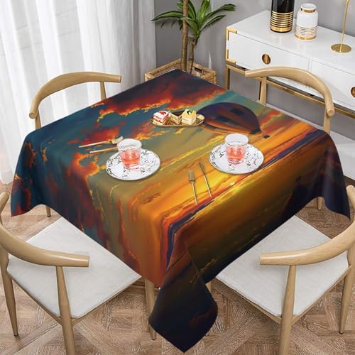 DCARSETCV Quadratische Tischdecke mit Heißluftballon-Sonnenuntergang, bedruckt, 152,4 x 152,4 cm, Stoff-Tischdecke, waschbar, Tischdecke für Küche, Esszimmer, Dekoration, Hochzeitsfeiern DCARSETCV Quadratische Tischdecke mit Heißluftballon-Sonnenuntergang, bedruckt, 152,4 x 152,4 cm, Stoff-Tischdecke, waschbar, Tischdecke für Küche, Esszimmer, Dekoration, Hochzeitsfeiern von DCARSETCV