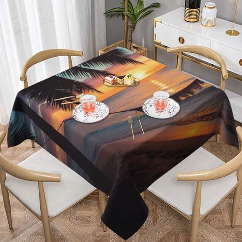 DCARSETCV Quadratische Tischdecke mit Kokosnuss-Strand-Sonnenuntergang, bedruckt, 137,2 x 137,2 cm, Stoff-Tischdecke, waschbar, Tischdecke für Küche, Esszimmer, Dekoration, Hochzeitsfeiern DCARSETCV Quadratische Tischdecke mit Kokosnuss-Strand-Sonnenuntergang, bedruckt, 137,2 x 137,2 cm, Stoff-Tischdecke, waschbar, Tischdecke für Küche, Esszimmer, Dekoration, Hochzeitsfeiern von DCARSETCV