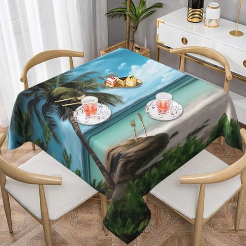 DCARSETCV Quadratische Tischdecke mit Strandpalme, bedruckt, 152,4 x 152,4 cm, Stoff-Tischdecke, waschbar, Tischdecke für Küche, Esszimmer, Dekoration, Hochzeitsfeiern DCARSETCV Quadratische Tischdecke mit Strandpalme, bedruckt, 152,4 x 152,4 cm, Stoff-Tischdecke, waschbar, Tischdecke für Küche, Esszimmer, Dekoration, Hochzeitsfeiern von DCARSETCV