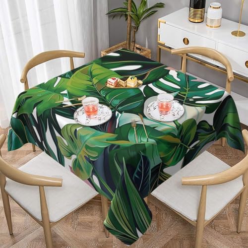 DCARSETCV Quadratische Tischdecke mit tropischen Blättern, bedruckt, 152,4 x 152,4 cm, waschbar, Tischdecke für Küche, Esszimmer, Hochzeit, Partys DCARSETCV Quadratische Tischdecke mit tropischen Blättern, bedruckt, 152,4 x 152,4 cm, waschbar, Tischdecke für Küche, Esszimmer, Hochzeit, Partys von DCARSETCV