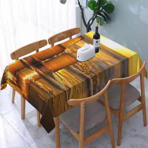 DCARSETCV Rechteckige Tischdecke, Motiv: Flaschen, Bier, Strand, Sonnenuntergang, Zeit, bedruckt, 183 x 137 cm, Stoff-Tischdecke, waschbar, Tischdecke für Küche, Esszimmer, Dekoration, Hochzeitsfeiern DCARSETCV Rechteckige Tischdecke, Motiv: Flaschen, Bier, Strand, Sonnenuntergang, Zeit, bedruckt, 183 x 137 cm, Stoff-Tischdecke, waschbar, Tischdecke für Küche, Esszimmer, Dekoration, Hochzeitsfeiern von DCARSETCV