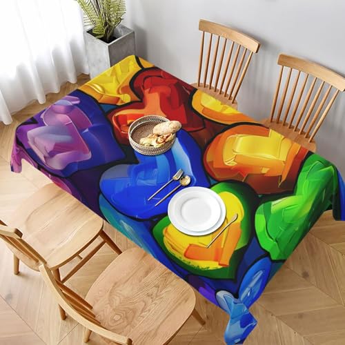 DCARSETCV Rechteckige Tischdecke, Motiv: Gay-Pride-Herzen, bedruckt, 228 x 152 cm, Stoff-Tischdecke, waschbar, Tischdecke für Küche, Esszimmer, Hochzeit, Partys DCARSETCV Rechteckige Tischdecke, Motiv: Gay-Pride-Herzen, bedruckt, 228 x 152 cm, Stoff-Tischdecke, waschbar, Tischdecke für Küche, Esszimmer, Hochzeit, Partys von DCARSETCV