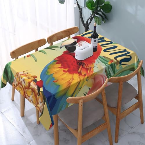 DCARSETCV Rechteckige Tischdecke, Motiv: Sommerpapagei, Ananas, Vogel, bedruckt, 183 x 137 cm, Stoff-Tischdecke, waschbar, Tischdecke für Küche, Esszimmer, Dekoration, Hochzeitsfeiern DCARSETCV Rechteckige Tischdecke, Motiv: Sommerpapagei, Ananas, Vogel, bedruckt, 183 x 137 cm, Stoff-Tischdecke, waschbar, Tischdecke für Küche, Esszimmer, Dekoration, Hochzeitsfeiern von DCARSETCV