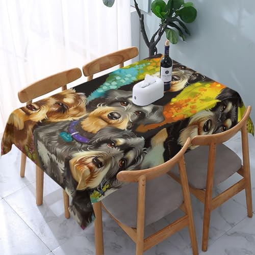 DCARSETCV Rechteckige Tischdecke, Motiv: niedliche Schnauzer-Hunde, bedruckt, 183 x 137 cm, waschbar, Tischdecke für Küche, Esszimmer, Hochzeit, Partys DCARSETCV Rechteckige Tischdecke, Motiv: niedliche Schnauzer-Hunde, bedruckt, 183 x 137 cm, waschbar, Tischdecke für Küche, Esszimmer, Hochzeit, Partys von DCARSETCV