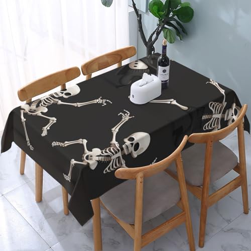 DCARSETCV Rechteckige Tischdecke, Motiv: niedliches Skelett, tanzend, 183 x 137 cm, Stoff-Tischdecke, waschbar, Tischdecke für Küche, Esszimmer, Dekoration, Hochzeitsfeiern DCARSETCV Rechteckige Tischdecke, Motiv: niedliches Skelett, tanzend, 183 x 137 cm, Stoff-Tischdecke, waschbar, Tischdecke für Küche, Esszimmer, Dekoration, Hochzeitsfeiern von DCARSETCV