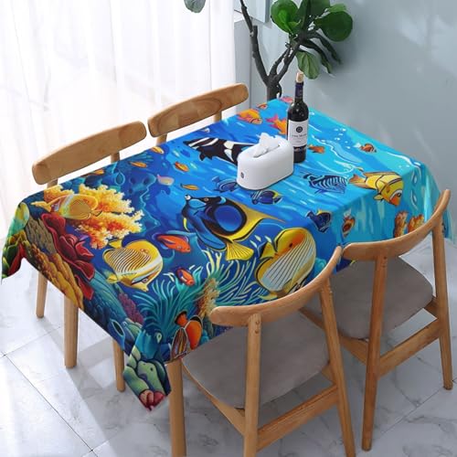 DCARSETCV Rechteckige Tischdecke, Motiv: tropische Fische, Koralle, Unterwasserwelt, bedruckt, 183 x 137 cm, Stofftischdecke, waschbar, Tischdecke für Küche, Esszimmer, Dekoration, Hochzeitsfeiern DCARSETCV Rechteckige Tischdecke, Motiv: tropische Fische, Koralle, Unterwasserwelt, bedruckt, 183 x 137 cm, Stofftischdecke, waschbar, Tischdecke für Küche, Esszimmer, Dekoration, Hochzeitsfeiern von DCARSETCV