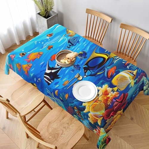 DCARSETCV Rechteckige Tischdecke, Motiv: tropische Fische, Koralle, Unterwasserwelt, bedruckt, 228 x 152 cm, Stofftischdecke, waschbar, Tischdecke für Küche, Esszimmer, Dekoration, Hochzeitsfeiern DCARSETCV Rechteckige Tischdecke, Motiv: tropische Fische, Koralle, Unterwasserwelt, bedruckt, 228 x 152 cm, Stofftischdecke, waschbar, Tischdecke für Küche, Esszimmer, Dekoration, Hochzeitsfeiern von DCARSETCV