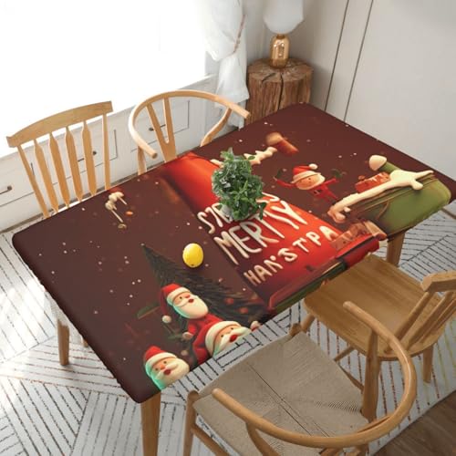 DCARSETCV Rechteckige Tischdecke mit Aufdruck "Merry Christmas", passend für 1,5 m Tisch, Stoff, elastischer Rand, Tischdecke für Küche, Esszimmer, Party, Hochzeit DCARSETCV Rechteckige Tischdecke mit Aufdruck "Merry Christmas", passend für 1,5 m Tisch, Stoff, elastischer Rand, Tischdecke für Küche, Esszimmer, Party, Hochzeit von DCARSETCV