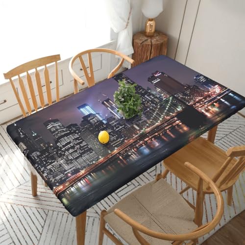 DCARSETCV Rechteckige Tischdecke mit Aufdruck "New York Night", Blumenmuster, passend für 152 cm Tisch, Stoff, elastischer Rand, Tischdecke für Küche, Esszimmer, Party, Hochzeit DCARSETCV Rechteckige Tischdecke mit Aufdruck "New York Night", Blumenmuster, passend für 152 cm Tisch, Stoff, elastischer Rand, Tischdecke für Küche, Esszimmer, Party, Hochzeit von DCARSETCV