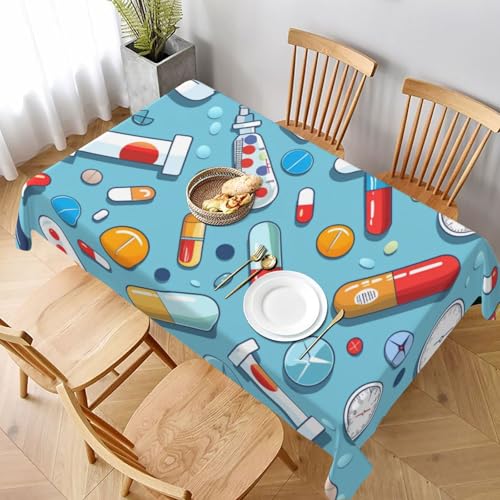 DCARSETCV Rechteckige Tischdecke mit Cartoon-Medizin-Muster, 228 x 152 cm, Stoff-Tischdecke, waschbar, Tischdecke für Küche, Esszimmer, Dekoration, Hochzeitsfeiern DCARSETCV Rechteckige Tischdecke mit Cartoon-Medizin-Muster, 228 x 152 cm, Stoff-Tischdecke, waschbar, Tischdecke für Küche, Esszimmer, Dekoration, Hochzeitsfeiern von DCARSETCV