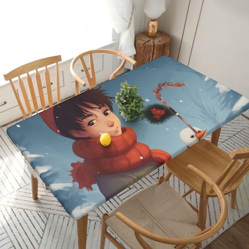 DCARSETCV Rechteckige Tischdecke mit Cartoon-Motiv "Merry Christmas", passend für 152 cm Tisch, Stoff, elastischer Rand, Tischdecke für Küche, Esszimmer, Party, Hochzeit DCARSETCV Rechteckige Tischdecke mit Cartoon-Motiv "Merry Christmas", passend für 152 cm Tisch, Stoff, elastischer Rand, Tischdecke für Küche, Esszimmer, Party, Hochzeit von DCARSETCV