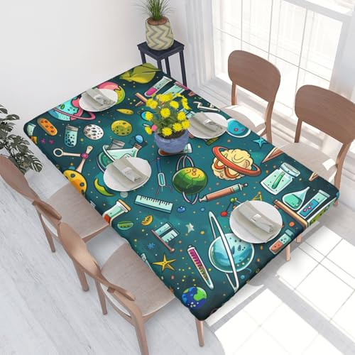 DCARSETCV Rechteckige Tischdecke mit Cartoon-Wissenschaftsthema, bedruckt, Blumendruck, passend für 122 cm, Stoff, elastischer Rand, Tischdecke für Küche, Esszimmer, Party, Hochzeit DCARSETCV Rechteckige Tischdecke mit Cartoon-Wissenschaftsthema, bedruckt, Blumendruck, passend für 122 cm, Stoff, elastischer Rand, Tischdecke für Küche, Esszimmer, Party, Hochzeit von DCARSETCV