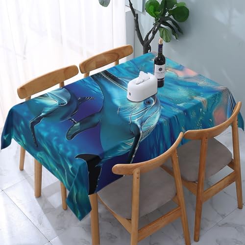 DCARSETCV Rechteckige Tischdecke mit Delfin-Druck, 183 x 137 cm, Stoff-Tischdecke, waschbar, Tischdecke für Küche, Esszimmer, Dekoration, Hochzeitsfeiern DCARSETCV Rechteckige Tischdecke mit Delfin-Druck, 183 x 137 cm, Stoff-Tischdecke, waschbar, Tischdecke für Küche, Esszimmer, Dekoration, Hochzeitsfeiern von DCARSETCV