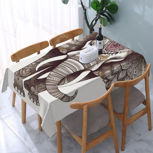 DCARSETCV Rechteckige Tischdecke mit Elefanten-Kunstdruck, 183 x 137 cm, waschbare Tischdecke für Küche, Esszimmer, Dekoration, Hochzeitsfeiern DCARSETCV Rechteckige Tischdecke mit Elefanten-Kunstdruck, 183 x 137 cm, waschbare Tischdecke für Küche, Esszimmer, Dekoration, Hochzeitsfeiern von DCARSETCV