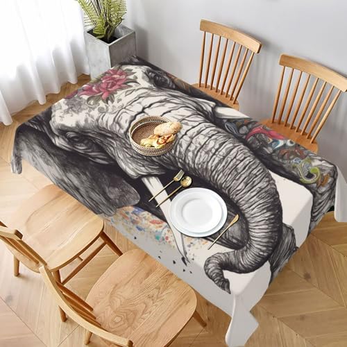 DCARSETCV Rechteckige Tischdecke mit Elefantenmotiv, 228 x 152 cm, waschbar, Tischdecke für Küche, Esszimmer, Hochzeit, Partys DCARSETCV Rechteckige Tischdecke mit Elefantenmotiv, 228 x 152 cm, waschbar, Tischdecke für Küche, Esszimmer, Hochzeit, Partys von DCARSETCV
