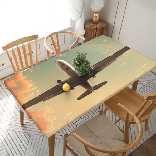 DCARSETCV Rechteckige Tischdecke mit Flugzeugdruck, Blumenmuster, passend für 152 cm, Stoff, elastischer Rand, Tischdecke für Küche, Esszimmer, Party, Hochzeit DCARSETCV Rechteckige Tischdecke mit Flugzeugdruck, Blumenmuster, passend für 152 cm, Stoff, elastischer Rand, Tischdecke für Küche, Esszimmer, Party, Hochzeit von DCARSETCV