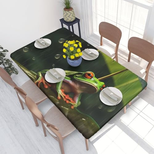 DCARSETCV Rechteckige Tischdecke mit Frosch- und Regenmotiv, bedruckt, passend für 122 cm Tisch, Stoff, elastischer Rand, Tischdecke für Küche, Esszimmer, Party, Hochzeit DCARSETCV Rechteckige Tischdecke mit Frosch- und Regenmotiv, bedruckt, passend für 122 cm Tisch, Stoff, elastischer Rand, Tischdecke für Küche, Esszimmer, Party, Hochzeit von DCARSETCV