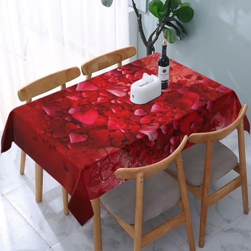 DCARSETCV Rechteckige Tischdecke mit Herz-Blumendruck, 183 x 137 cm, Stoff-Tischdecke, waschbar, Tischdecke für Küche, Esszimmer, Hochzeit, Partys DCARSETCV Rechteckige Tischdecke mit Herz-Blumendruck, 183 x 137 cm, Stoff-Tischdecke, waschbar, Tischdecke für Küche, Esszimmer, Hochzeit, Partys von DCARSETCV