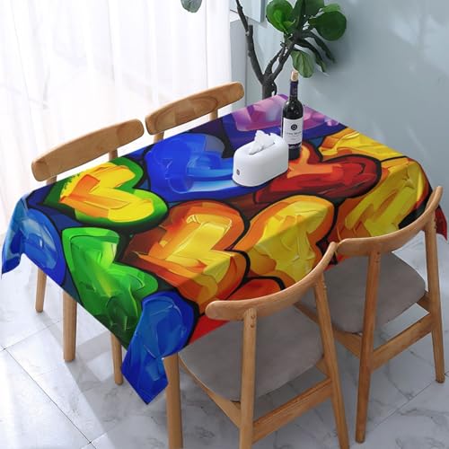 DCARSETCV Rechteckige Tischdecke mit Herzen, Regenbogenfarben, 183 x 137 cm, waschbar, Tischdecke für Küche, Esszimmer, Hochzeit, Partys DCARSETCV Rechteckige Tischdecke mit Herzen, Regenbogenfarben, 183 x 137 cm, waschbar, Tischdecke für Küche, Esszimmer, Hochzeit, Partys von DCARSETCV