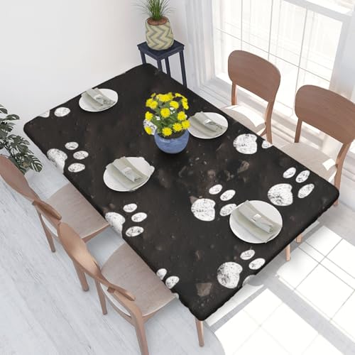 DCARSETCV Rechteckige Tischdecke mit Hundepfotenabdrücken, bedruckt, für 120 cm, Stoff, elastischer Rand, Tischdecke für Küche, Esszimmer, Party, Hochzeit DCARSETCV Rechteckige Tischdecke mit Hundepfotenabdrücken, bedruckt, für 120 cm, Stoff, elastischer Rand, Tischdecke für Küche, Esszimmer, Party, Hochzeit von DCARSETCV