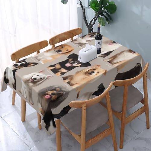 DCARSETCV Rechteckige Tischdecke mit Hunderassenmotiv, 183 x 137 cm, waschbar, Tischdecke für Küche, Esszimmer, Hochzeit, Partys von DCARSETCV