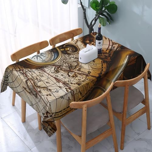 DCARSETCV Rechteckige Tischdecke mit Kompass und Alte Weltkarte, bedruckt, 183 x 137 cm, Stofftischdecke, waschbar, Tischdecke für Küche, Esszimmer, Dekoration, Hochzeitsfeiern DCARSETCV Rechteckige Tischdecke mit Kompass und Alte Weltkarte, bedruckt, 183 x 137 cm, Stofftischdecke, waschbar, Tischdecke für Küche, Esszimmer, Dekoration, Hochzeitsfeiern von DCARSETCV
