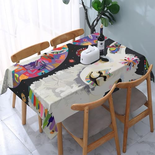 DCARSETCV Rechteckige Tischdecke mit Lama-Alpaka-Druck, 183 x 137 cm, Stoff-Tischdecke, waschbar, Tischdecke für Küche, Esszimmer, Dekoration, Hochzeitsfeiern von DCARSETCV