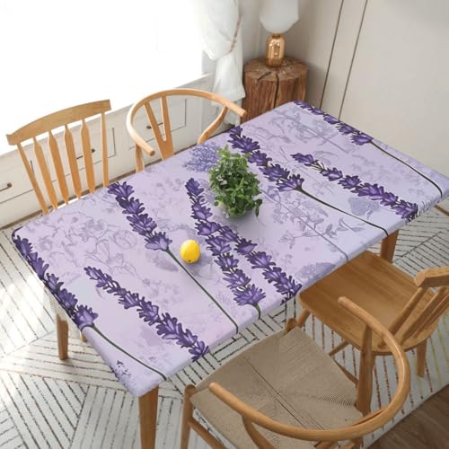 DCARSETCV Rechteckige Tischdecke mit Lavendelstempel, bedruckt, Blumenmuster, passend für 152 cm Tisch, Stoff, elastischer Rand, Tischdecke für Küche, Esszimmer, Party, Hochzeit DCARSETCV Rechteckige Tischdecke mit Lavendelstempel, bedruckt, Blumenmuster, passend für 152 cm Tisch, Stoff, elastischer Rand, Tischdecke für Küche, Esszimmer, Party, Hochzeit von DCARSETCV