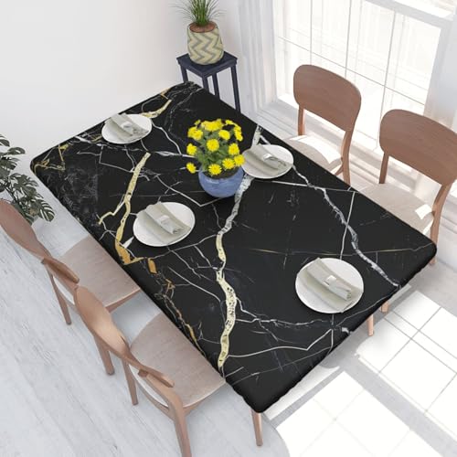 DCARSETCV Rechteckige Tischdecke mit Marmor-Druck, Blumenmuster, passend für 122 cm, Stoff, elastischer Rand, Tischdecke für Küche, Esszimmer, Party, Hochzeit DCARSETCV Rechteckige Tischdecke mit Marmor-Druck, Blumenmuster, passend für 122 cm, Stoff, elastischer Rand, Tischdecke für Küche, Esszimmer, Party, Hochzeit von DCARSETCV