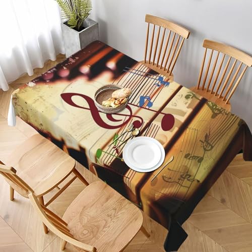 DCARSETCV Rechteckige Tischdecke mit Musikdruck, 228 x 152 cm, Stofftischdecke, waschbar, Tischdecke für Küche, Esszimmer, Dekoration, Hochzeitsfeiern DCARSETCV Rechteckige Tischdecke mit Musikdruck, 228 x 152 cm, Stofftischdecke, waschbar, Tischdecke für Küche, Esszimmer, Dekoration, Hochzeitsfeiern von DCARSETCV