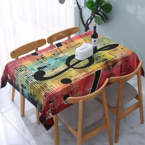 DCARSETCV Rechteckige Tischdecke mit Musiknoten-Druck, 183 x 137 cm, Stoff-Tischdecke, waschbar, Tischdecke für Küche, Esszimmer, Dekoration, Hochzeitsfeiern von DCARSETCV