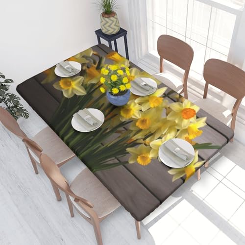 DCARSETCV Rechteckige Tischdecke mit Narzissen-Motiv, bedruckt, passend für 120 cm Tisch, Stoff, elastischer Rand, Tischdecke für Küche, Esszimmer, Party, Hochzeit DCARSETCV Rechteckige Tischdecke mit Narzissen-Motiv, bedruckt, passend für 120 cm Tisch, Stoff, elastischer Rand, Tischdecke für Küche, Esszimmer, Party, Hochzeit von DCARSETCV