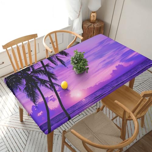 DCARSETCV Rechteckige Tischdecke mit Palmen-Sonnenuntergang, bedruckt, Blumendruck, passend für 150 cm, Stoff, elastischer Rand, Tischdecke für Küche, Esszimmer, Party, Hochzeit DCARSETCV Rechteckige Tischdecke mit Palmen-Sonnenuntergang, bedruckt, Blumendruck, passend für 150 cm, Stoff, elastischer Rand, Tischdecke für Küche, Esszimmer, Party, Hochzeit von DCARSETCV