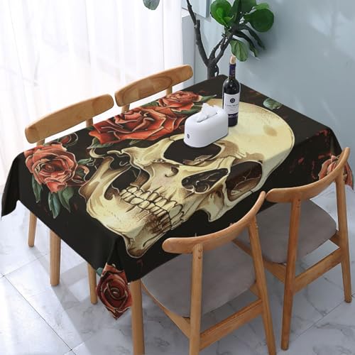 DCARSETCV Rechteckige Tischdecke mit Rosen-Totenkopf-Motiv, 183 x 137 cm, waschbar, Tischdecke für Küche, Esszimmer, Hochzeit, Partys DCARSETCV Rechteckige Tischdecke mit Rosen-Totenkopf-Motiv, 183 x 137 cm, waschbar, Tischdecke für Küche, Esszimmer, Hochzeit, Partys von DCARSETCV