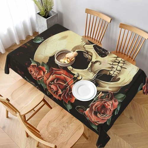 DCARSETCV Rechteckige Tischdecke mit Rosen-Totenkopf-Motiv, 228 x 152 cm, waschbar, Tischdecke für Küche, Esszimmer, Hochzeit, Partys DCARSETCV Rechteckige Tischdecke mit Rosen-Totenkopf-Motiv, 228 x 152 cm, waschbar, Tischdecke für Küche, Esszimmer, Hochzeit, Partys von DCARSETCV