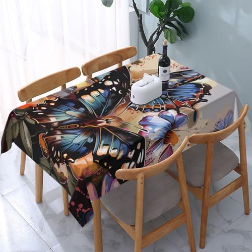 DCARSETCV Rechteckige Tischdecke mit Schmetterlings-Blumenmuster, 183 x 137 cm, Stoff-Tischdecke, waschbar, Tischdecke für Küche, Esszimmer, Dekoration, Hochzeitsfeiern DCARSETCV Rechteckige Tischdecke mit Schmetterlings-Blumenmuster, 183 x 137 cm, Stoff-Tischdecke, waschbar, Tischdecke für Küche, Esszimmer, Dekoration, Hochzeitsfeiern von DCARSETCV