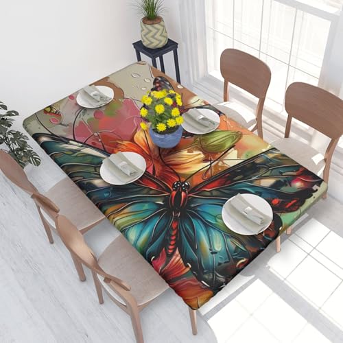 DCARSETCV Rechteckige Tischdecke mit Schmetterlingsblumen, bedruckt, passend für 122 cm, Stoff, elastischer Rand, Tischdecke für Küche, Esszimmer, Party, Hochzeit DCARSETCV Rechteckige Tischdecke mit Schmetterlingsblumen, bedruckt, passend für 122 cm, Stoff, elastischer Rand, Tischdecke für Küche, Esszimmer, Party, Hochzeit von DCARSETCV