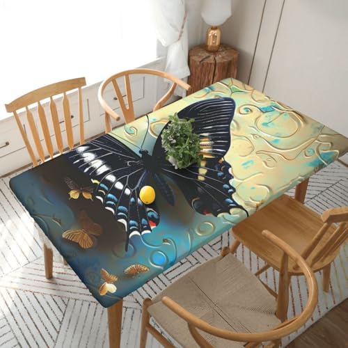 DCARSETCV Rechteckige Tischdecke mit Schmetterlingsdruck, passend für 152 cm Tisch, Stoff, elastischer Rand, Tischdecke für Küche, Esszimmer, Party, Hochzeit DCARSETCV Rechteckige Tischdecke mit Schmetterlingsdruck, passend für 152 cm Tisch, Stoff, elastischer Rand, Tischdecke für Küche, Esszimmer, Party, Hochzeit von DCARSETCV