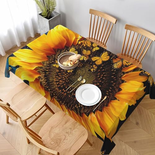 DCARSETCV Rechteckige Tischdecke mit Sonnenblumen-Motiv und Schmetterlingen, 228 x 152 cm, Stoff-Tischdecke, waschbar, Tischdecke für Küche, Esszimmer, Dekoration, Hochzeitsfeiern DCARSETCV Rechteckige Tischdecke mit Sonnenblumen-Motiv und Schmetterlingen, 228 x 152 cm, Stoff-Tischdecke, waschbar, Tischdecke für Küche, Esszimmer, Dekoration, Hochzeitsfeiern von DCARSETCV