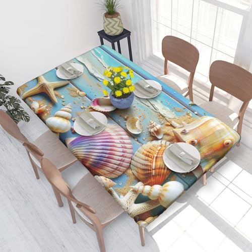 DCARSETCV Rechteckige Tischdecke mit Strandmotiv und Muschelmotiv, bedruckt, Blumenmuster, passend für 120 cm, Stoff, elastischer Rand, Tischdecke für Küche, Esszimmer, Party, Hochzeit DCARSETCV Rechteckige Tischdecke mit Strandmotiv und Muschelmotiv, bedruckt, Blumenmuster, passend für 120 cm, Stoff, elastischer Rand, Tischdecke für Küche, Esszimmer, Party, Hochzeit von DCARSETCV