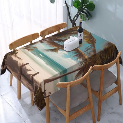 DCARSETCV Rechteckige Tischdecke mit Strandpalmen, bedruckt, 183 x 137 cm, Stofftischdecke, waschbar, Tischdecke für Küche, Esszimmer, Dekoration, Hochzeitsfeiern DCARSETCV Rechteckige Tischdecke mit Strandpalmen, bedruckt, 183 x 137 cm, Stofftischdecke, waschbar, Tischdecke für Küche, Esszimmer, Dekoration, Hochzeitsfeiern von DCARSETCV