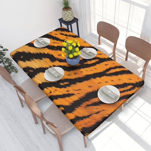 DCARSETCV Rechteckige Tischdecke mit Tigerstreifenmuster, bedruckt, Blumenmuster, passend für 122 cm, Stoff, elastischer Rand, Tischdecke für Küche, Esszimmer, Party, Hochzeit DCARSETCV Rechteckige Tischdecke mit Tigerstreifenmuster, bedruckt, Blumenmuster, passend für 122 cm, Stoff, elastischer Rand, Tischdecke für Küche, Esszimmer, Party, Hochzeit von DCARSETCV