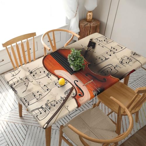 DCARSETCV Rechteckige Tischdecke mit Violinen-Notenblättern, bedruckt, Blumendruck, 152 cm, Stoff, elastischer Rand, Tischdecke für Küche, Esszimmer, Party, Hochzeit DCARSETCV Rechteckige Tischdecke mit Violinen-Notenblättern, bedruckt, Blumendruck, 152 cm, Stoff, elastischer Rand, Tischdecke für Küche, Esszimmer, Party, Hochzeit von DCARSETCV