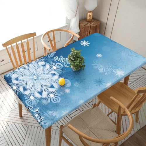 DCARSETCV Rechteckige Tischdecke mit Weihnachtsschneeflocken-Motiv, bedruckt, für 152 cm Tisch, Stoff, elastischer Rand, Tischdecke für Küche, Esszimmer, Party, Hochzeit DCARSETCV Rechteckige Tischdecke mit Weihnachtsschneeflocken-Motiv, bedruckt, für 152 cm Tisch, Stoff, elastischer Rand, Tischdecke für Küche, Esszimmer, Party, Hochzeit von DCARSETCV