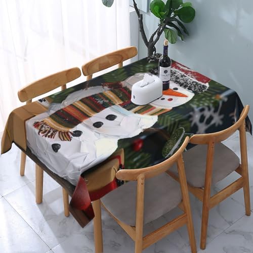 DCARSETCV Rechteckige Tischdecke mit Weihnachtsschneemann, bedruckt, 183 x 137 cm, Stoff-Tischdecke, waschbar, Tischdecke für Küche, Esszimmer, Dekoration, Hochzeitsfeiern von DCARSETCV