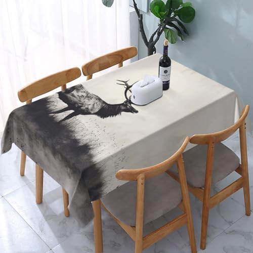 DCARSETCV Rechteckige Tischdecke mit Wildhirsch-Motiv, 183 x 137 cm, waschbar, Tischdecke für Küche, Esszimmer, Hochzeit, Partys von DCARSETCV