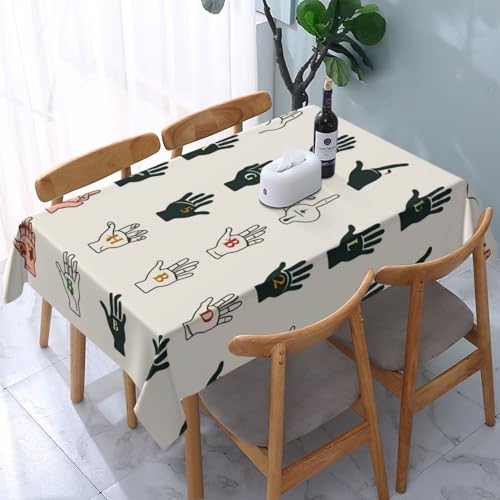 DCARSETCV Rechteckige Tischdecke mit Zeichensprache, Alphabet-Kunstdruck, 183 x 137 cm, Stoff-Tischdecke, waschbar, Tischdecke für Küche, Esszimmer, Dekoration, Hochzeitsfeiern DCARSETCV Rechteckige Tischdecke mit Zeichensprache, Alphabet-Kunstdruck, 183 x 137 cm, Stoff-Tischdecke, waschbar, Tischdecke für Küche, Esszimmer, Dekoration, Hochzeitsfeiern von DCARSETCV