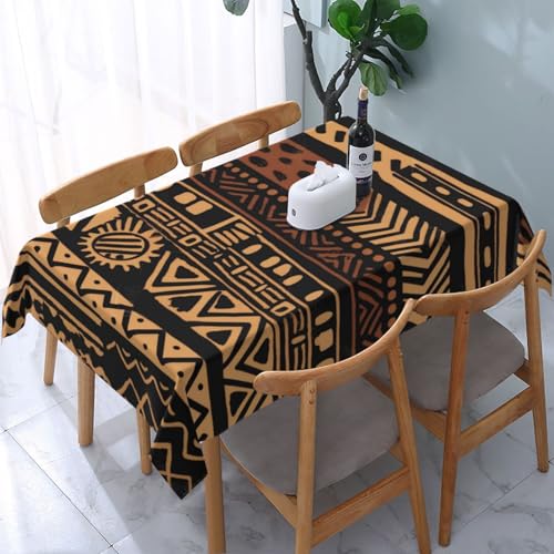 DCARSETCV Rechteckige Tischdecke mit afrikanischem Schlammmuster, bedruckt, 183 x 137 cm, waschbare Tischdecke für Küche, Esszimmer, Dekoration, Hochzeitsfeiern von DCARSETCV