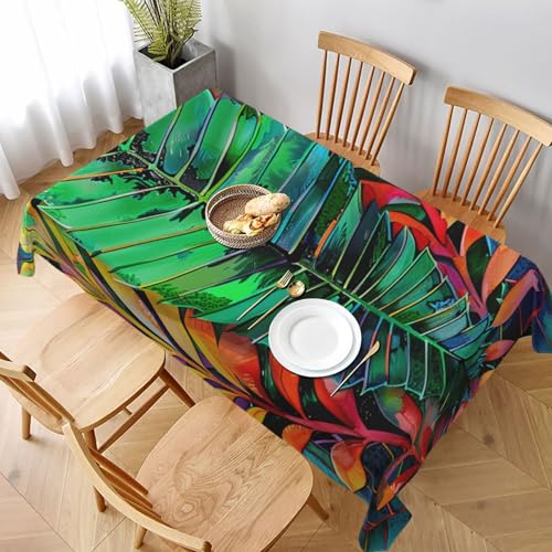 DCARSETCV Rechteckige Tischdecke mit buntem tropischem Blattmuster, 228 x 152 cm, Stofftischdecke, waschbar, Tischdecke für Küche, Esszimmer, Dekoration, Hochzeitsfeiern DCARSETCV Rechteckige Tischdecke mit buntem tropischem Blattmuster, 228 x 152 cm, Stofftischdecke, waschbar, Tischdecke für Küche, Esszimmer, Dekoration, Hochzeitsfeiern von DCARSETCV